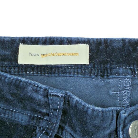 Anthropologie Pilcro & The Letterpress Sz 28 Serif Blue Velour Cord Skinny Pant - Picture 6 of 9